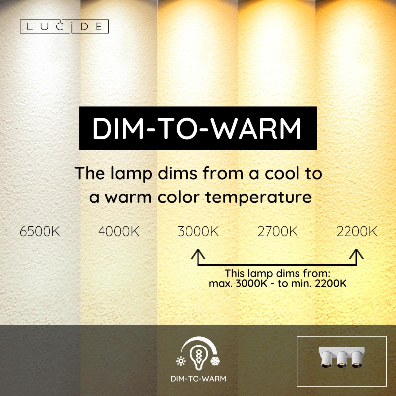 Lucide NIGEL - Stropné bodové svietidlo - LED Dim to warm - GU10 - 3x5W 2200K/3000K - White